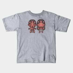 Cute Maori Couple in Traditional Clothing Cartoon Kids T-Shirt